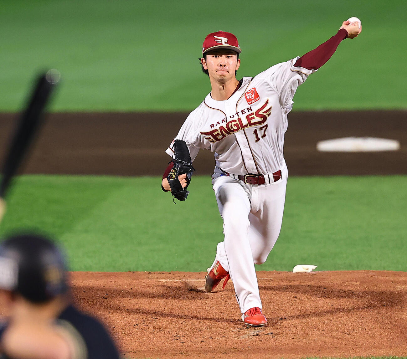 楽天2番手で登板した古謝樹（撮影・野上伸悟）