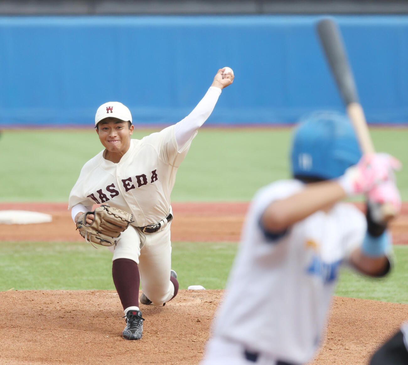 早大対東大　先発した早大・香西一希（撮影・柴田隆二）