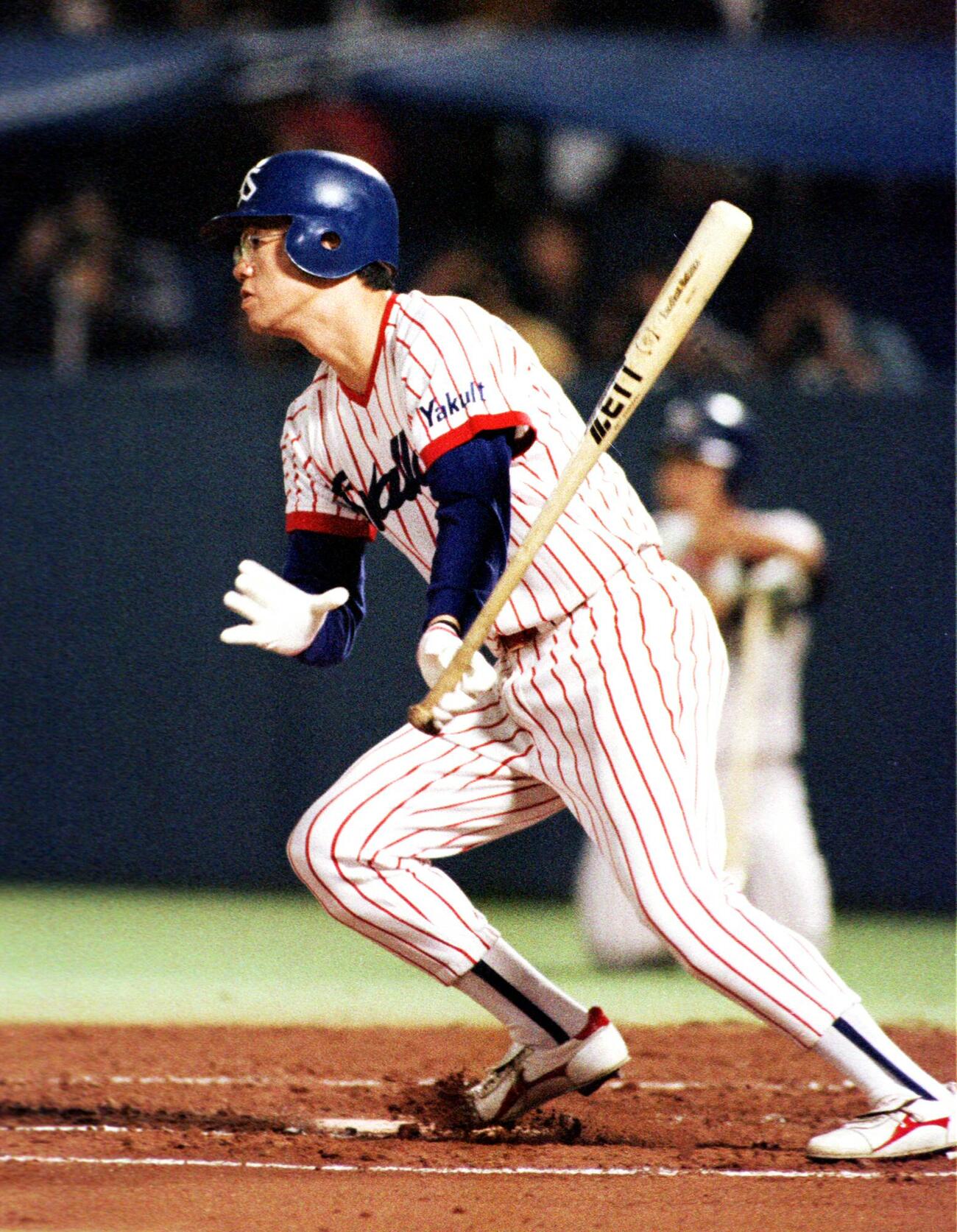 最終戦で逆転し首位打者を獲得した古田敦也(1991年10月)