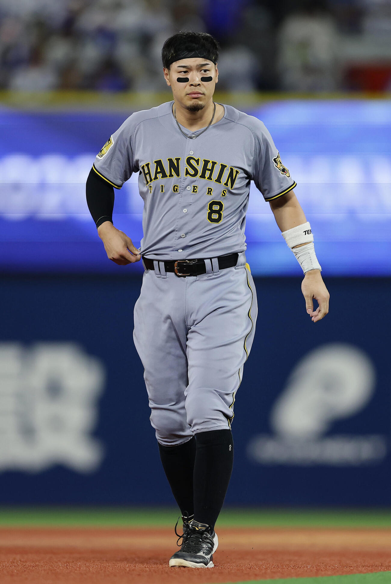 DeNA対阪神　9回表阪神2死、中飛に倒れた佐藤輝明（撮影・前田充）