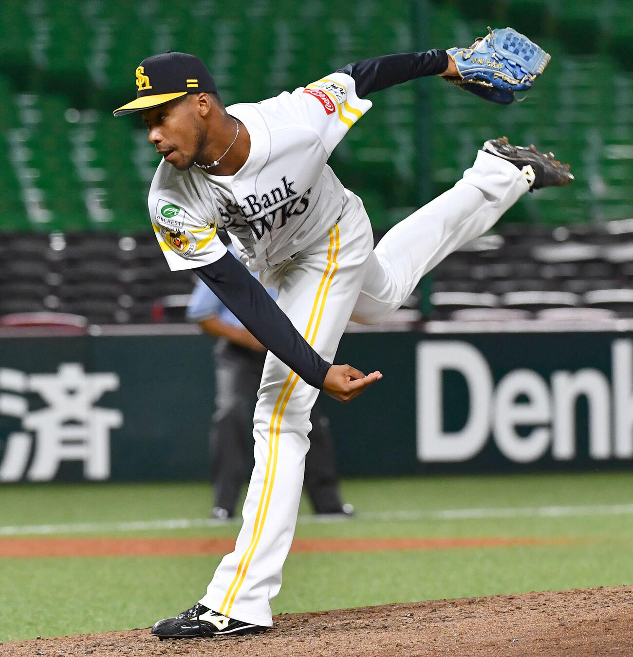 5日の韓国サムスンとの試合で登板したソフトバンクのハモンド（撮影・岩下翔太）