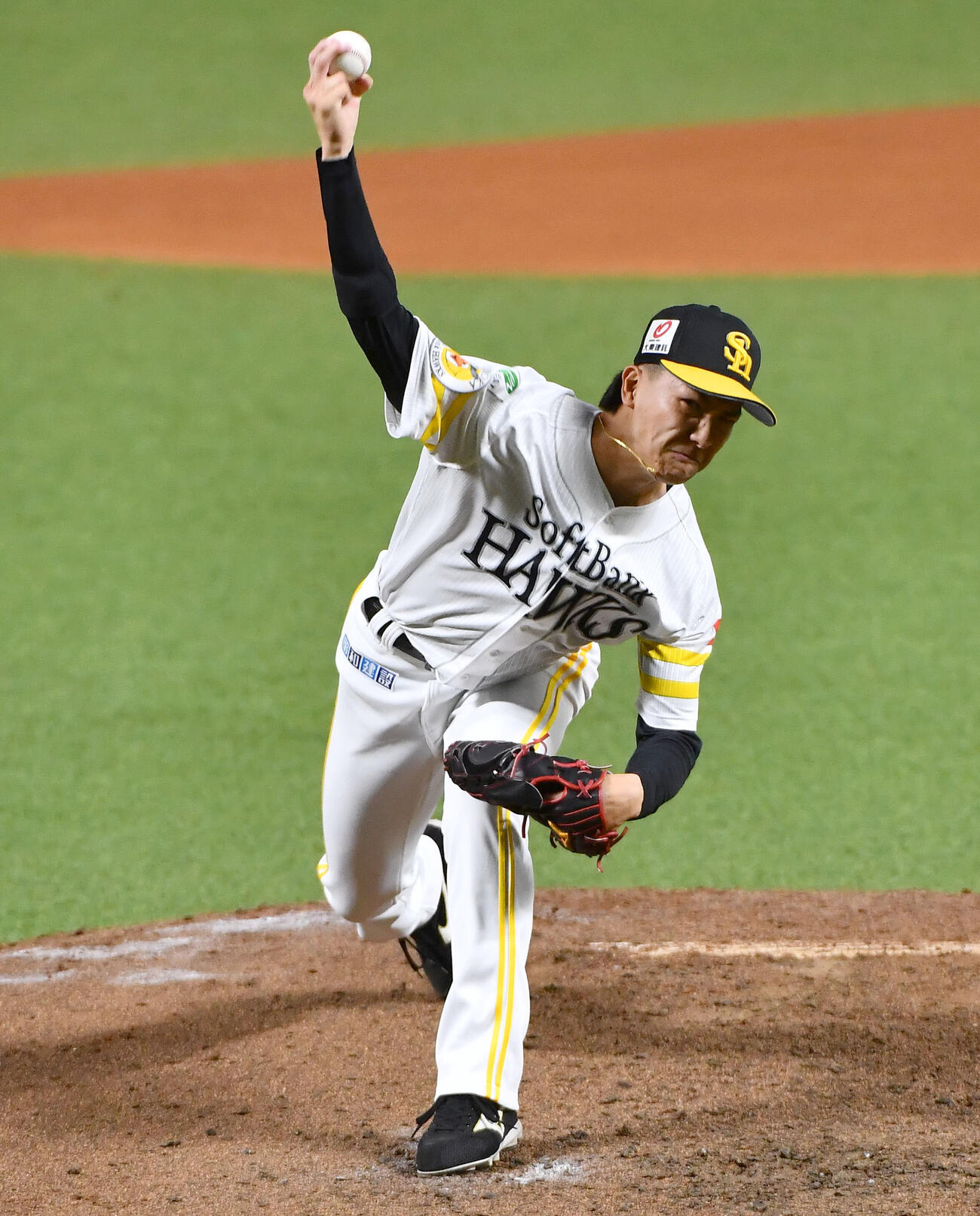 ソフトバンク3軍対韓国サムスン　6回表から登板した、ソフトバンク2番手の藤原大翔（撮影・岩下翔太）