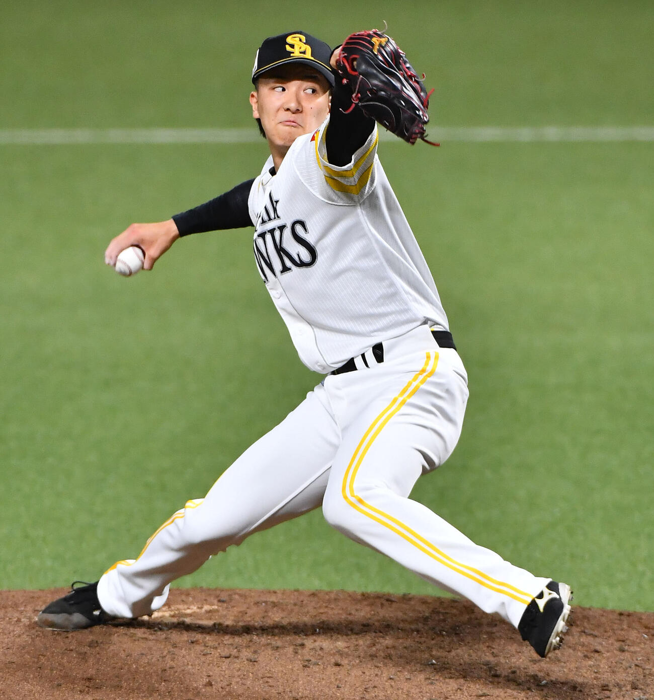 ソフトバンク3軍対韓国サムスン　6回表から登板した、ソフトバンク2番手の藤原大翔（撮影・岩下翔太）