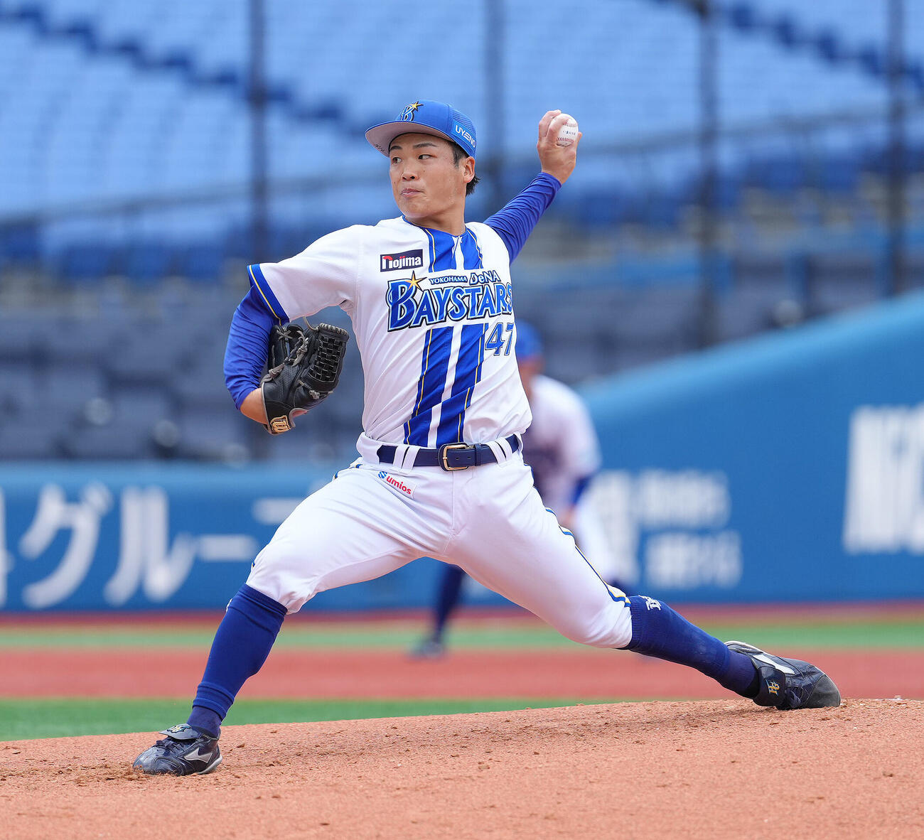練習試合　DeNA対Honda DeNA先発の片山皓心（撮影・足立雅史）