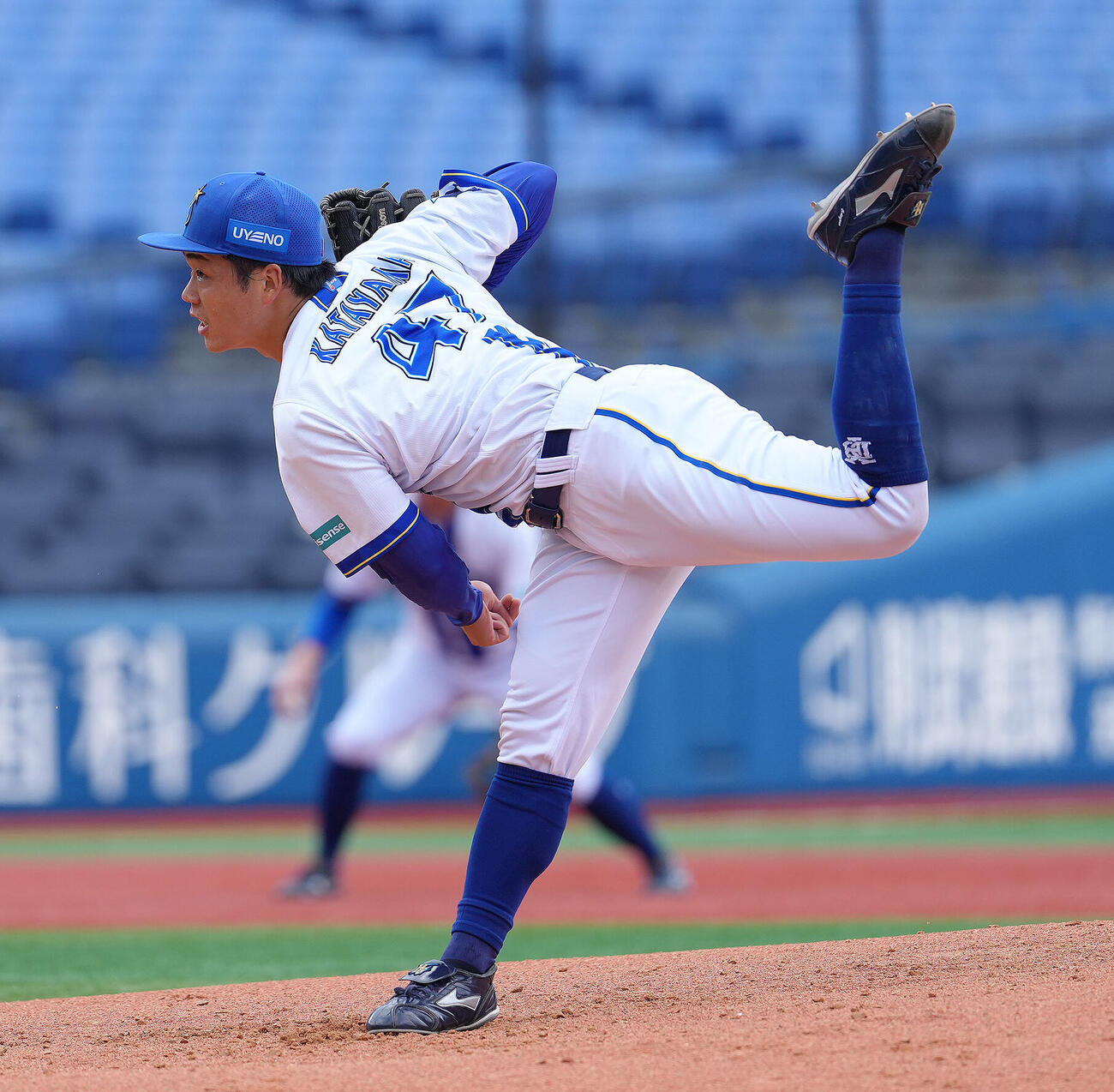 練習試合　DeNA対Honda DeNA先発の片山皓心（撮影・足立雅史）