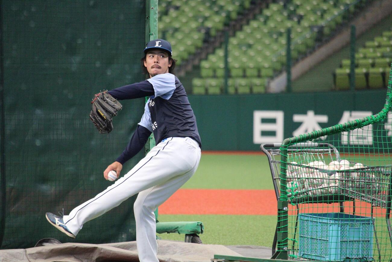 CS直前に1軍合流した西武本田圭佑打撃投手（撮影・金子真仁）