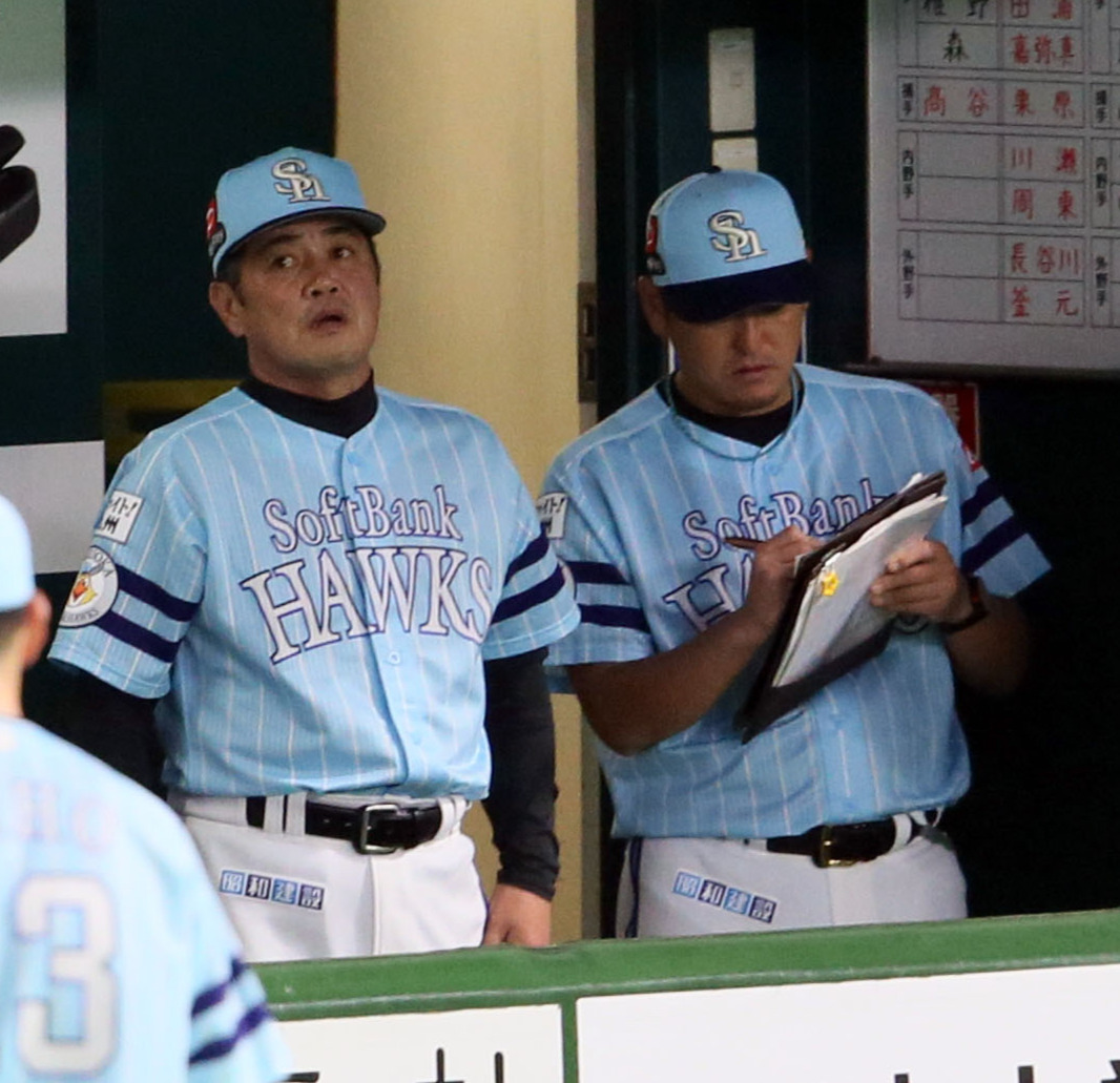 工藤公康監督（左）と倉野信次コーチ（2019年撮影）