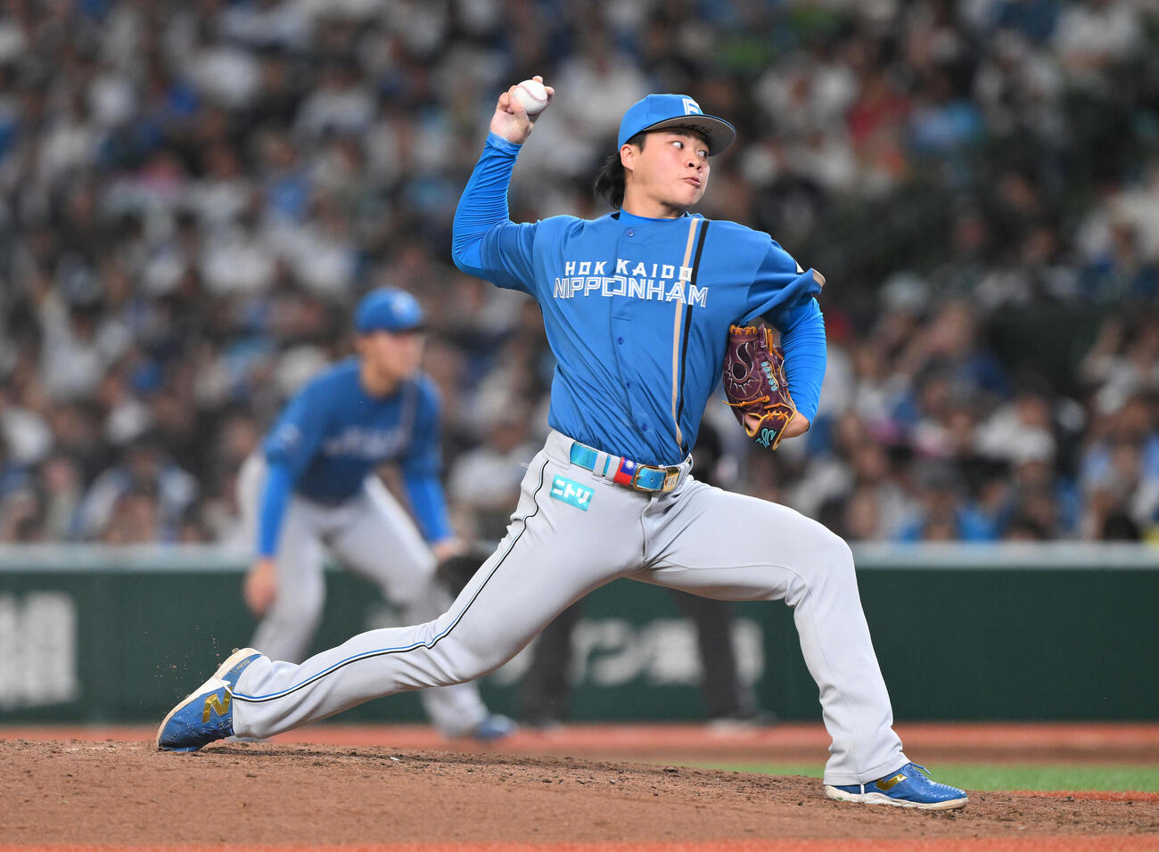 西武対日本ハム　日本ハム3番手の孫易磊（撮影・滝沢徹郎）