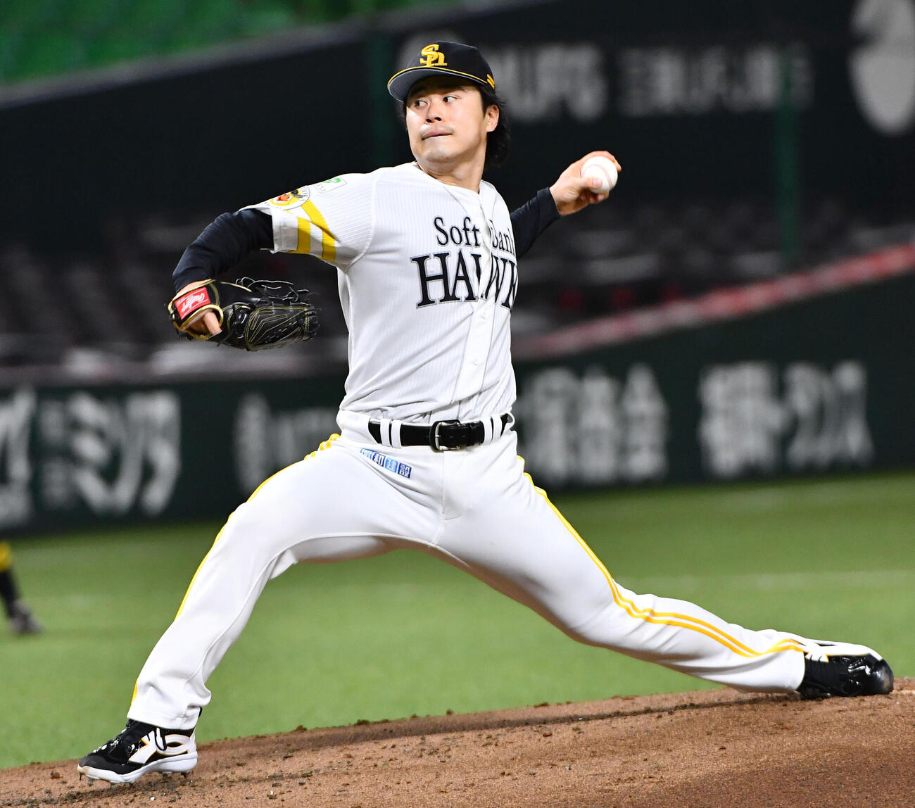 ソフトバンク3軍対韓国NCダイノス　ソフトバンク先発の松本晴（撮影・岩下翔太）