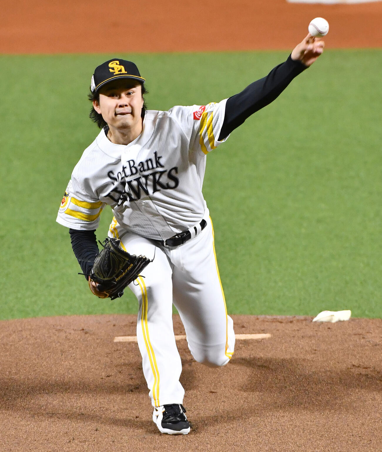 ソフトバンク3軍対韓国NCダイノス　ソフトバンク先発の松本晴（撮影・岩下翔太）