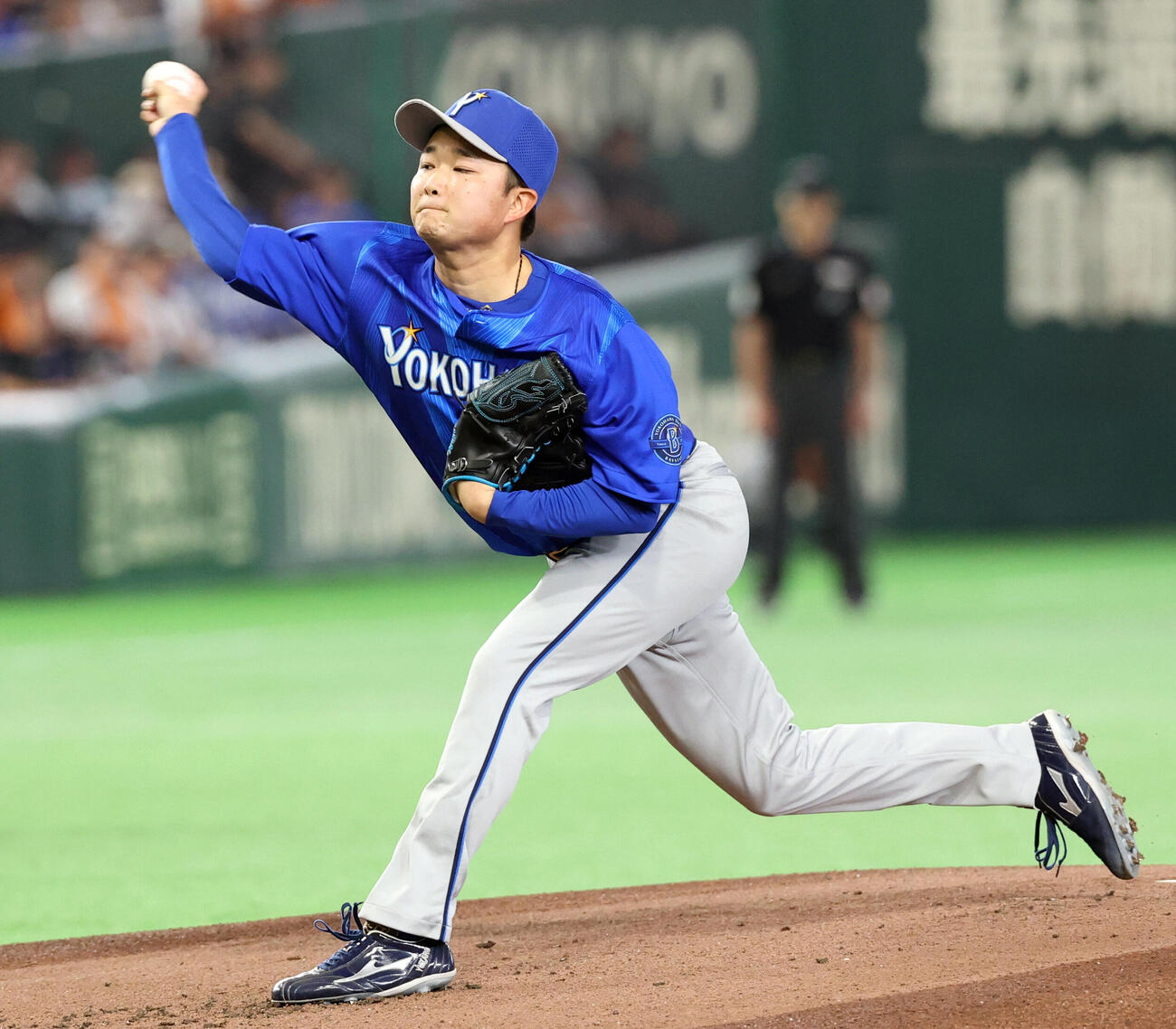 巨人対DeNA DeNA先発の石田裕太郎（撮影・浅見桂子）