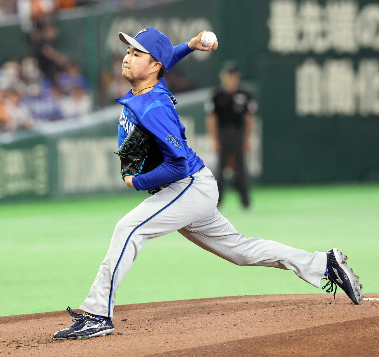 巨人対DeNA DeNA先発の石田裕太郎（撮影・浅見桂子）