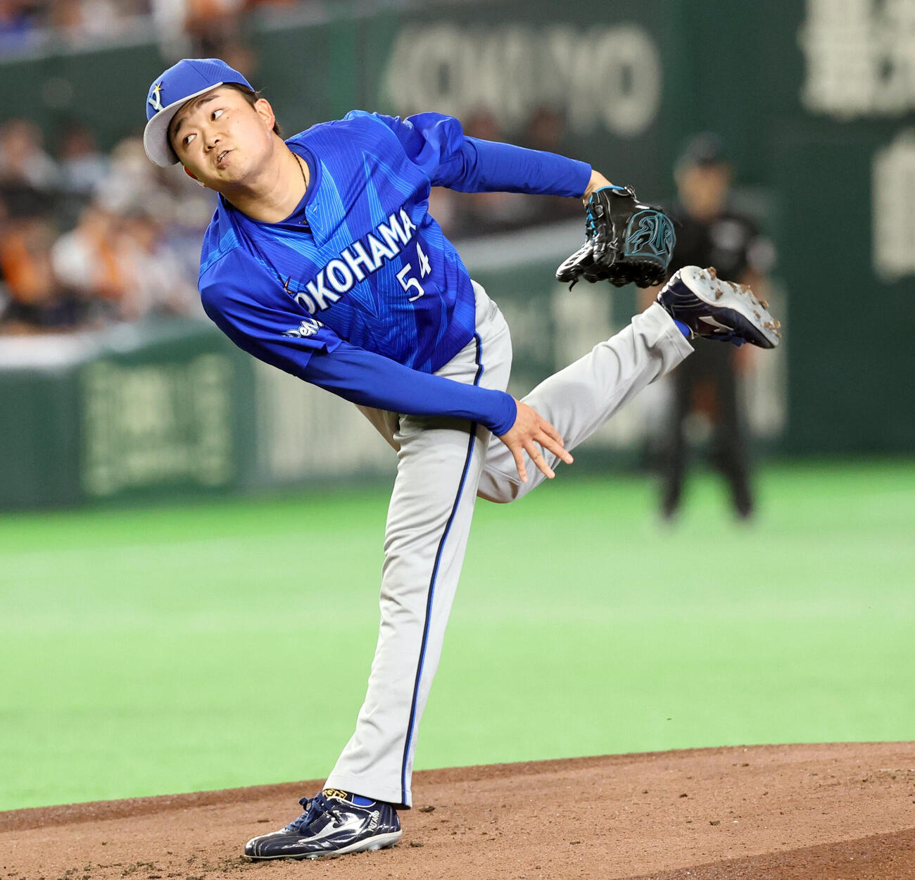 巨人対DeNA DeNA先発の石田裕太郎（撮影・浅見桂子）