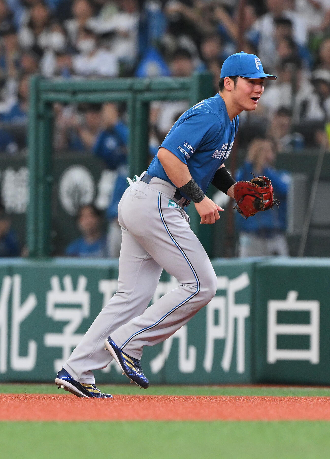 西武対日本ハム　6回裏西武2死一、二塁、石井一成の打球を好捕した一塁手清宮幸太郎（撮影・滝沢徹郎）