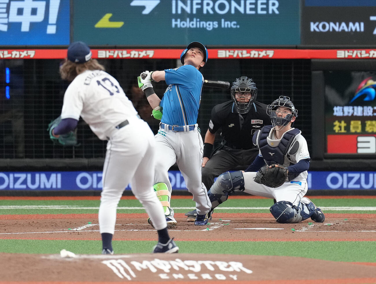 西武対日本ハム　3回表日本ハム1死一塁、清宮幸太郎は三邪飛に倒れる。投手高橋光成（撮影・足立雅史）