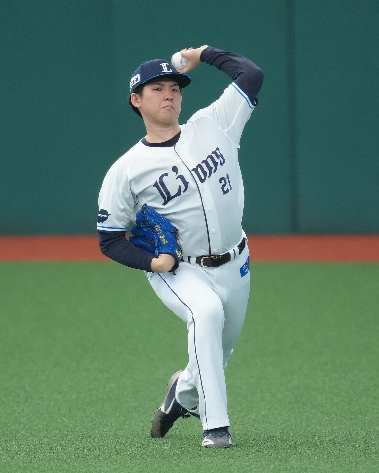 西武対日本ハム　調整する西武武内夏暉（撮影・足立雅史）