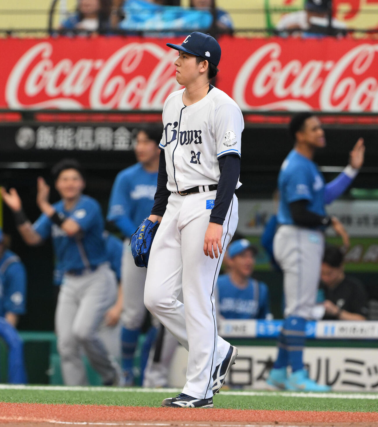 西武対日本ハム　2回表日本ハム1死一、二塁、野村佑希に先制適時打を許した武内夏暉（撮影・滝沢徹郎）