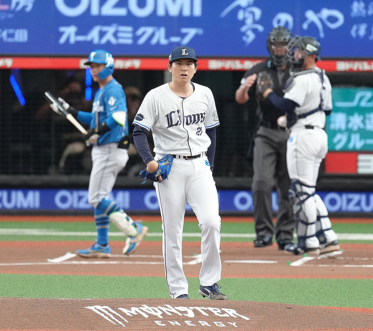 西武対日本ハム　1回表日本ハム1死、奈良間大己を空振り三振に仕留めた武内夏暉（撮影・足立雅史）