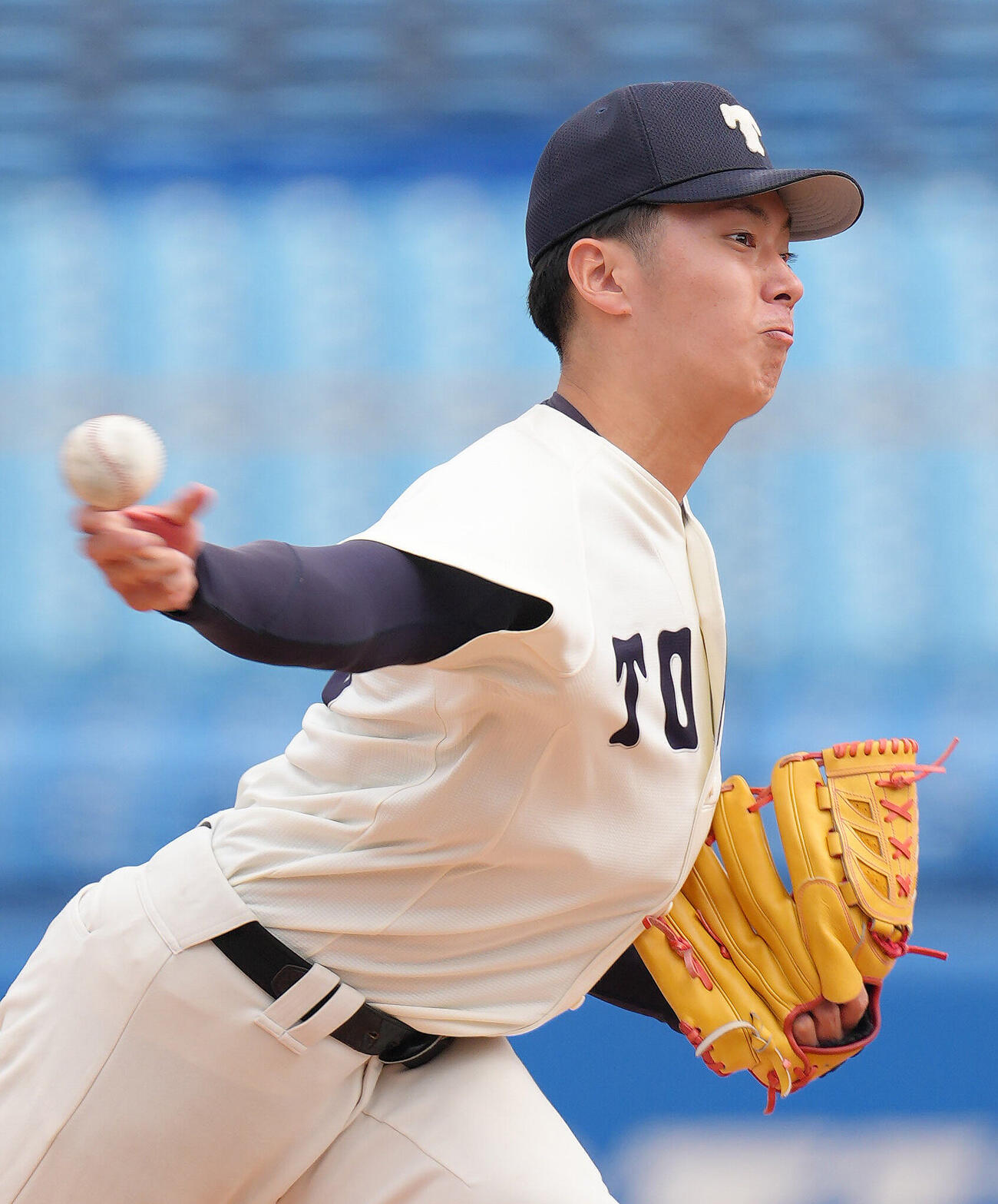 中大対東洋大　完封勝利を挙げた東洋大・石沢順平（撮影・足立雅史）