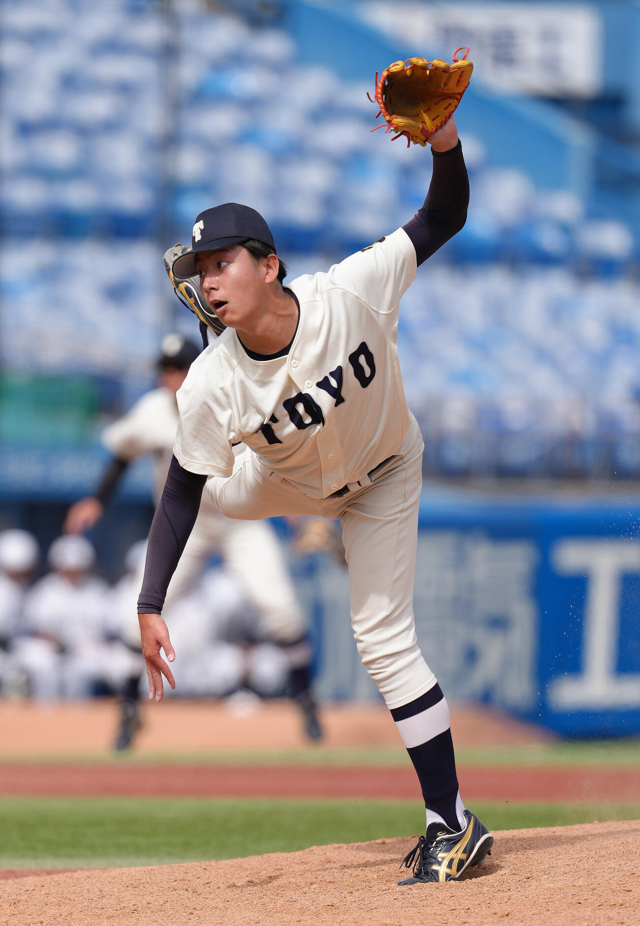 中大対東洋大　東洋大先発の石沢順平（撮影・足立雅史）
