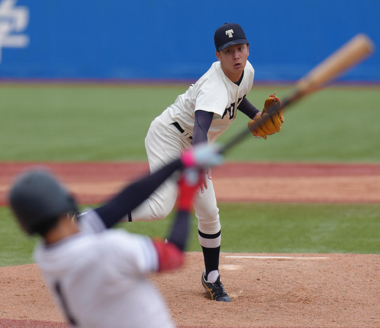 中大対東洋大　完封勝利を挙げた東洋大・石沢順平（撮影・足立雅史）