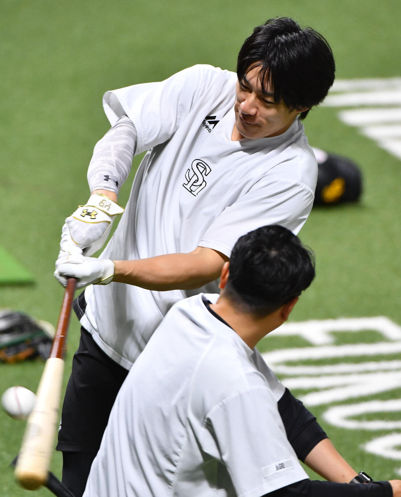 打撃練習を行うソフトバンク柳田悠岐（2026年10月撮影）