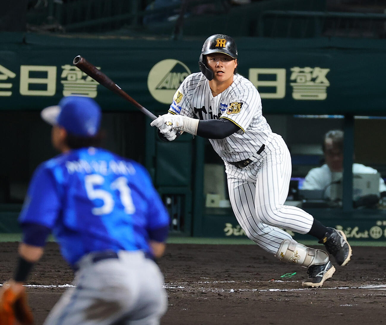 阪神対DeNA 7回裏阪神無死一塁、前川右京は安打を放つ（撮影・上田博志）