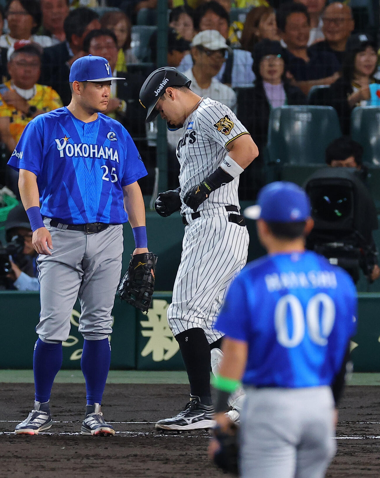阪神対DeNA 4回裏阪神無死一塁、佐藤輝明は遊飛に倒れる（撮影・上田博志）