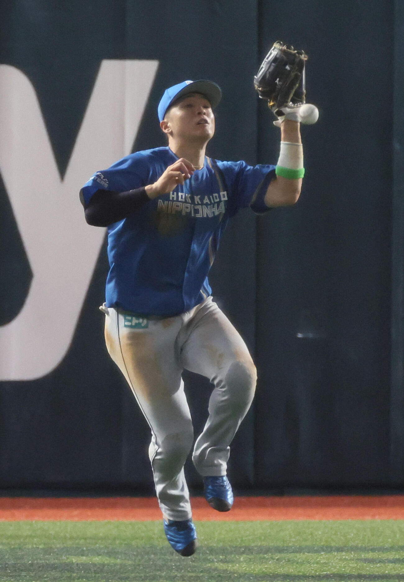 ソフトバンク対日本ハム　4回裏ソフトバンク1死満塁、正木智也の打球を落球する郡司裕也（撮影・加藤孝規）