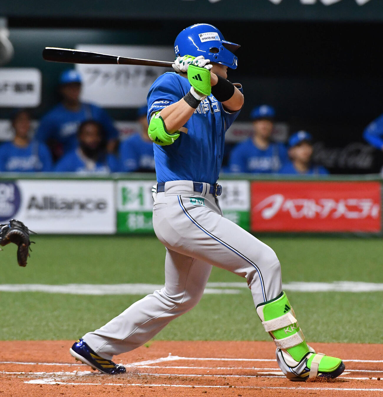 ソフトバンク対日本ハム　1回表日本ハム無死一、二塁、清宮幸太郎は先制の左前適時打を放つ（撮影・岩下翔太）
