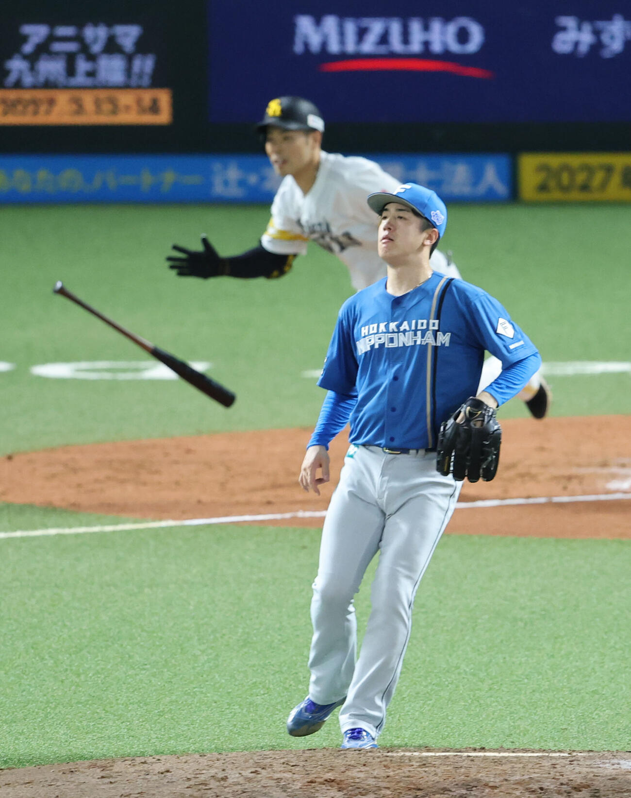 ソフトバンク対日本ハム　3回裏ソフトバンク1死三塁、近藤健介に右前同点適時打を浴びた北山亘基（撮影・梅根麻紀）