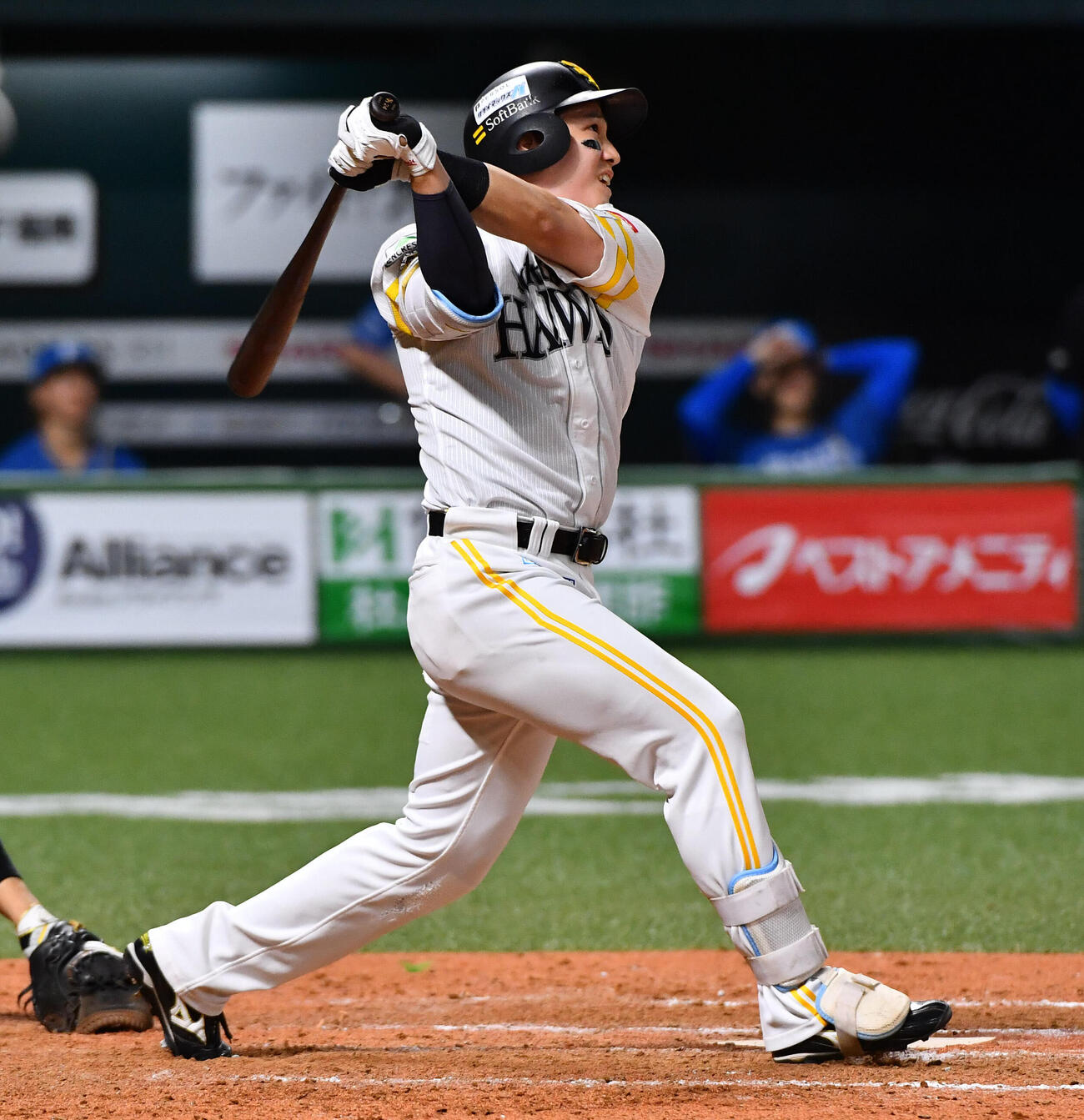 ソフトバンク対日本ハム　9回裏ソフトバンク1死満塁、栗原陵矢はサヨナラ満塁本塁打を放つ（撮影・岩下翔太）