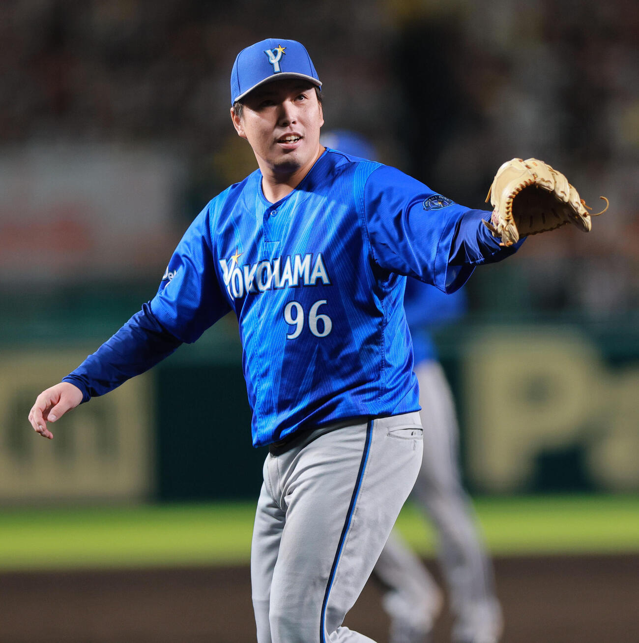 阪神対DeNA 7回裏阪神2死一、二塁、馬場皐輔は代打立石正広を空振り三振に仕留める（撮影・上山淳一）