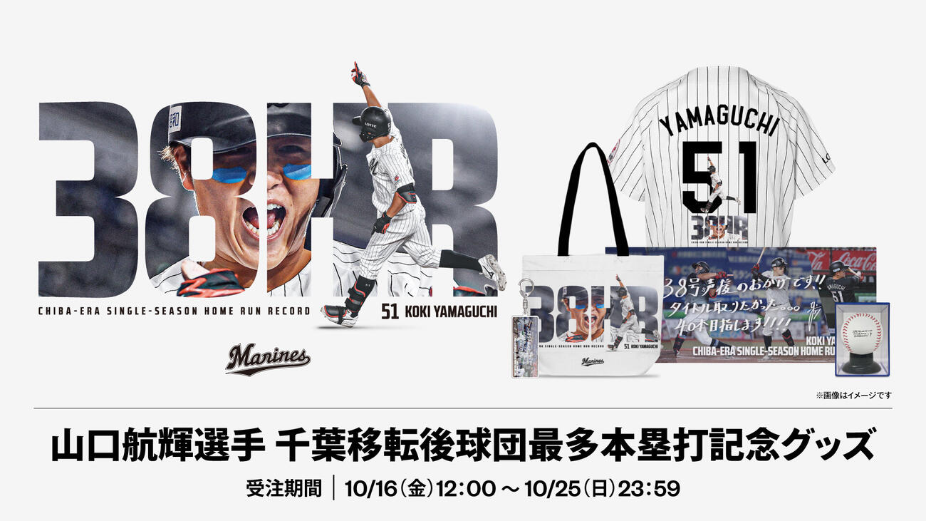 山口航輝の千葉移転後球団最多本塁打記念グッズキービジュアル