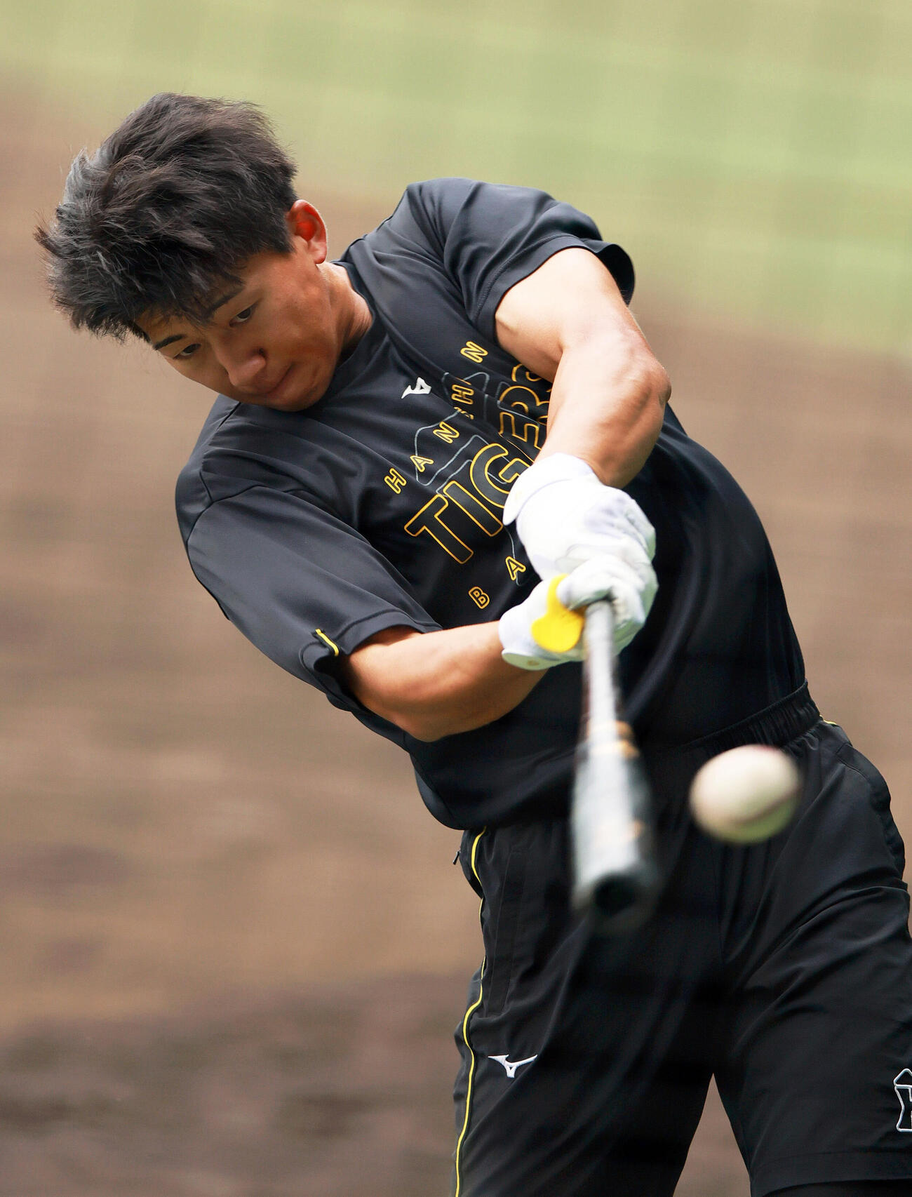 阪神対DeNA　ティー打撃を行う阪神立石正広（撮影・上山淳一）