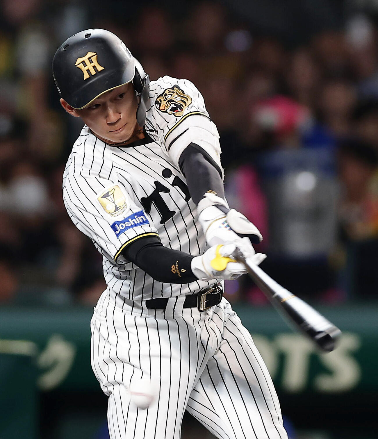 阪神対DeNA 1回裏阪神無死、空振り三振に倒れる立石正広（撮影・前田充）