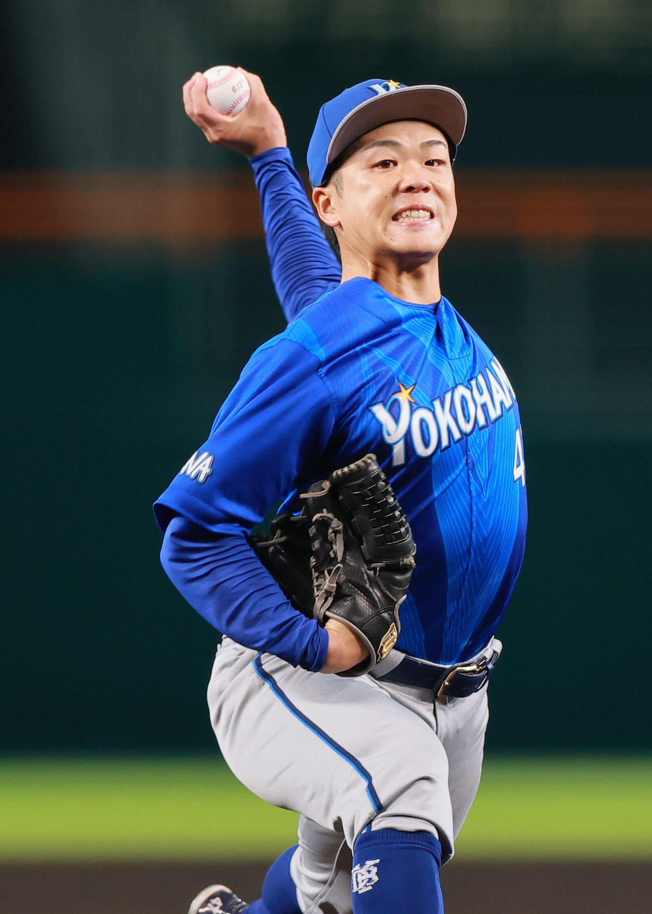 阪神対DeNA 7回裏、力投するDeNA片山皓心（撮影・上山淳一）