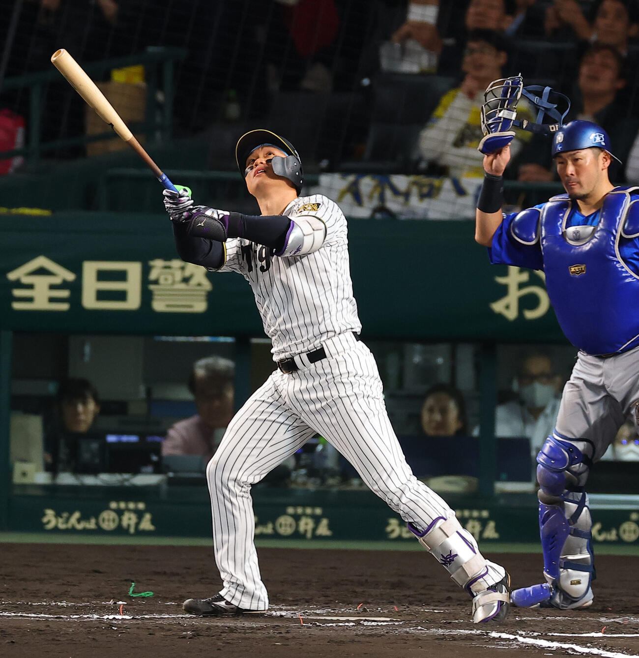 阪神対DeNA 7回裏阪神1死一塁、代打森下翔太は中飛に倒れる（撮影・上田博志）