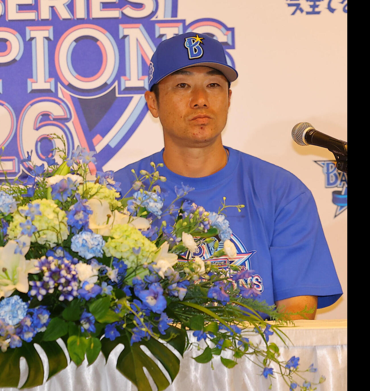 阪神対DeNA　セ･クライマックスシリーズを制し会見を開くDeNA相川亮二監督（撮影・上田博志）