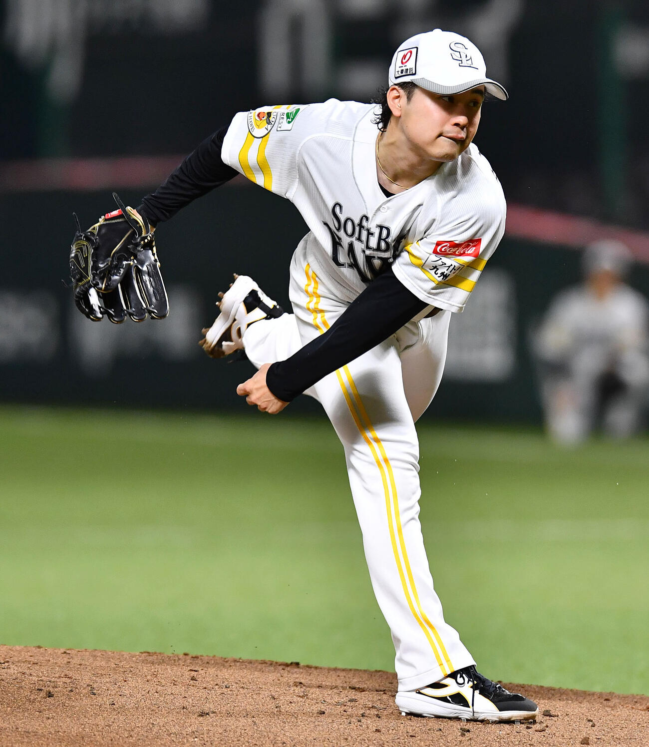 ライブBPに登板したソフトバンク松本晴（撮影・岩下翔太）
