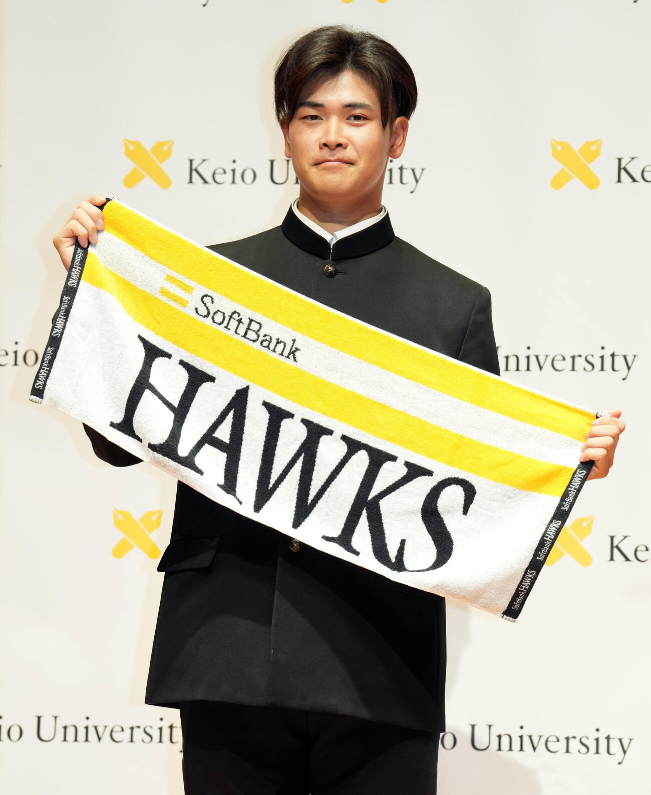ソフトバンクから3位の指名を受けた慶大・渡辺和大（撮影・たえ見朱実）