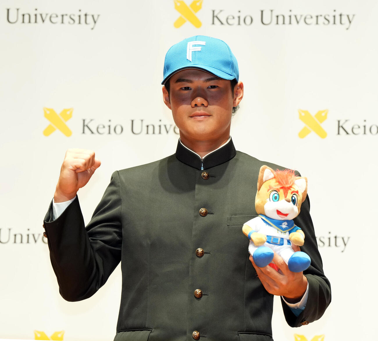 日本ハムから育成5位で指名を受けた慶大・今津慶介（撮影・たえ見朱実）