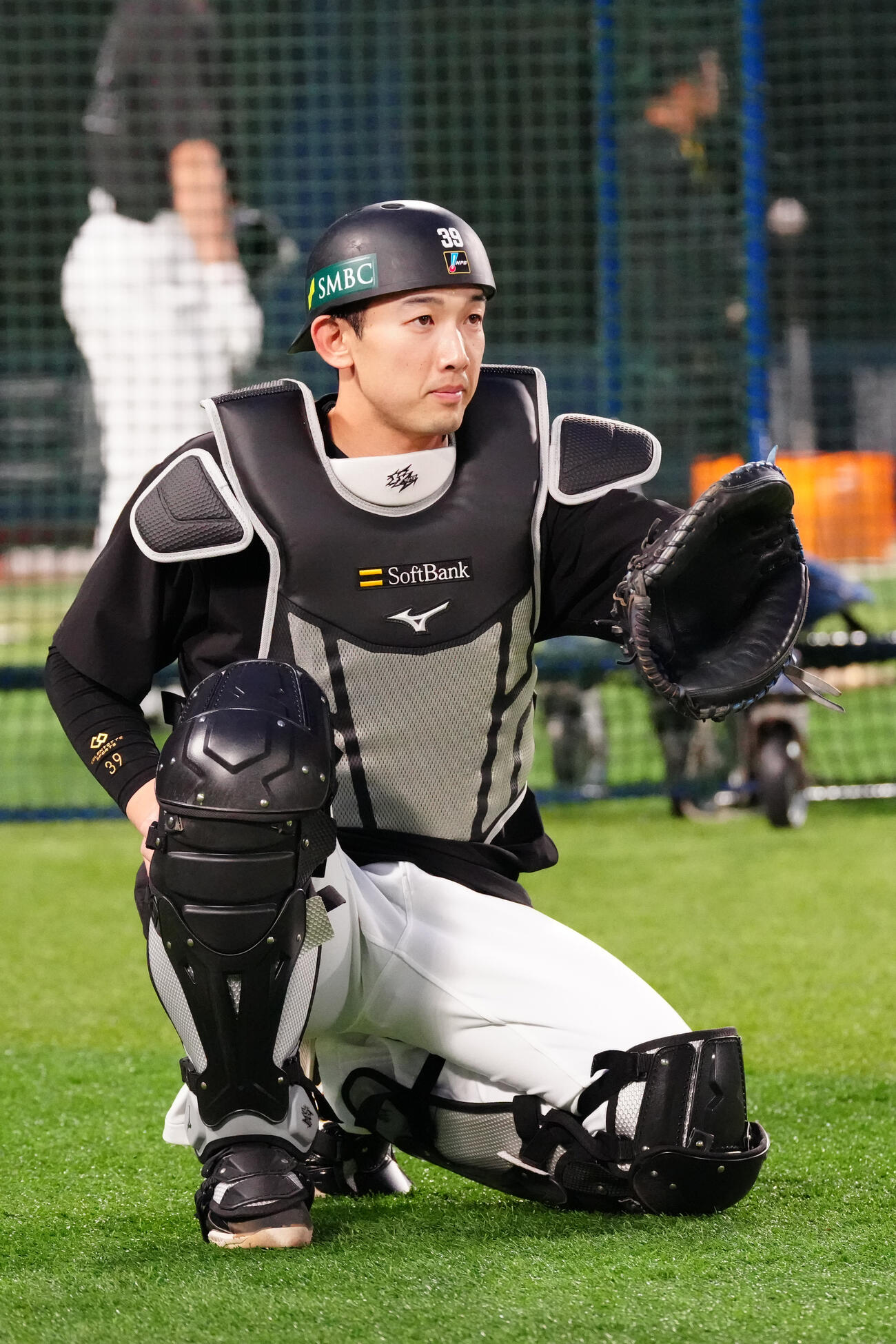 日本シリーズ前日練習を行うソフトバンク捕手山本祐大（撮影・江口和貴）