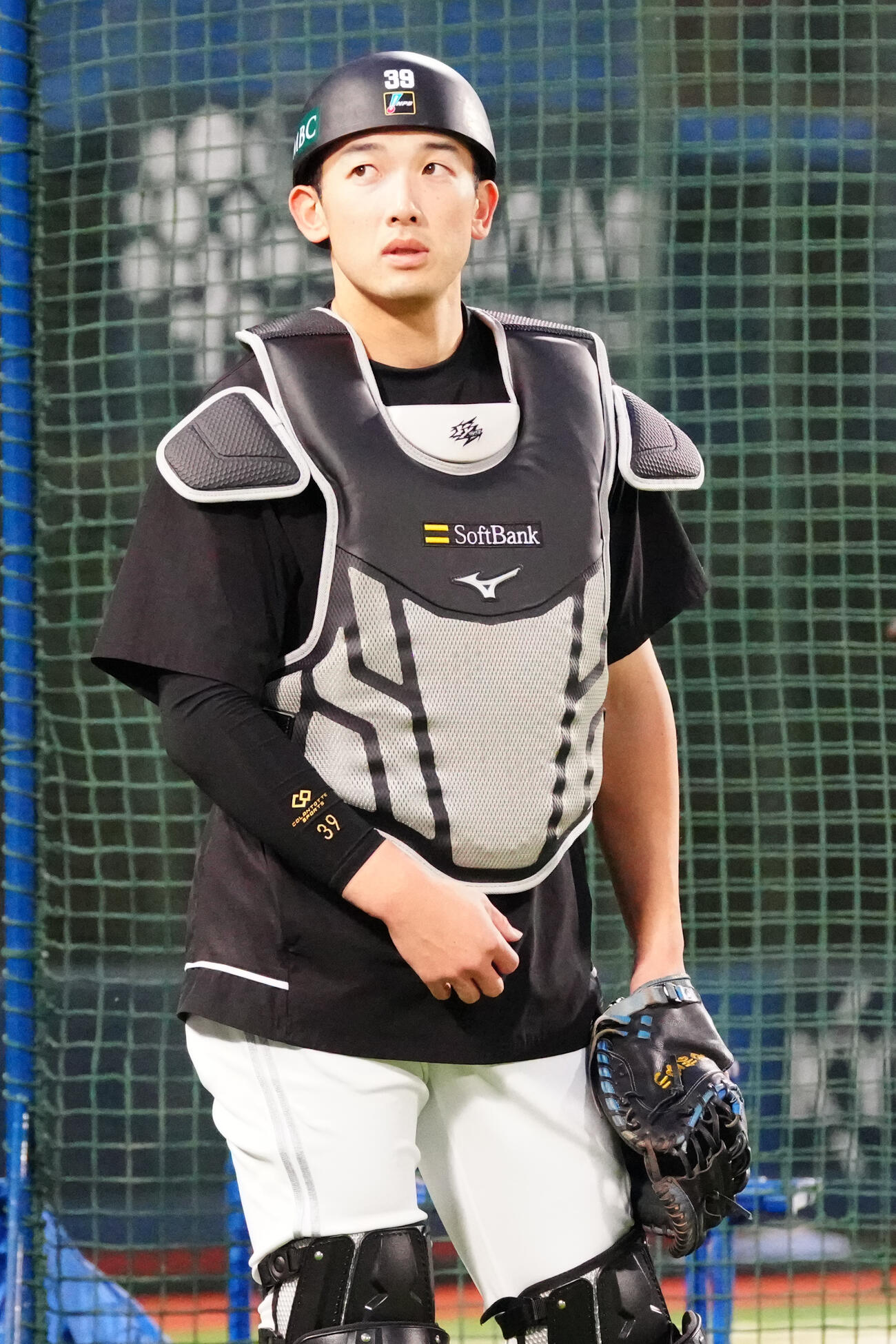 日本シリーズ前日練習を行うソフトバンク捕手山本祐大（撮影・江口和貴）
