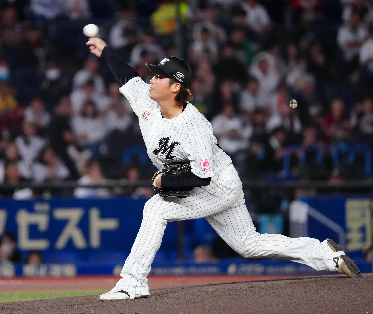 ロッテ対楽天　2回表から2番手で登板したロッテ森遼大朗（撮影・鈴木みどり）　#2026年9月17日、ZOZOマリンスタジアム