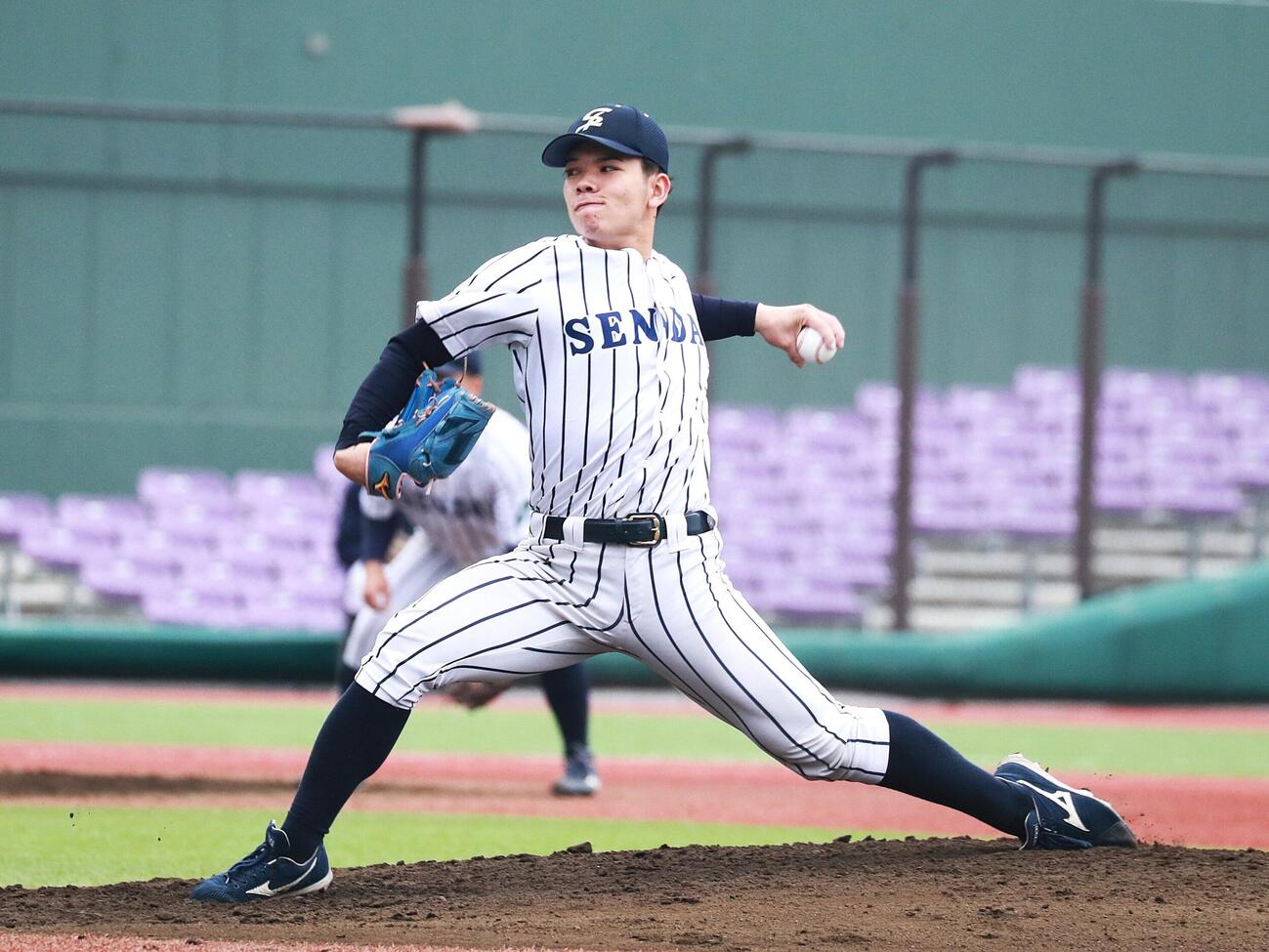 仙台大対富士大　4安打完封と好投した仙台大・大城海翔投手（撮影・高橋香奈）