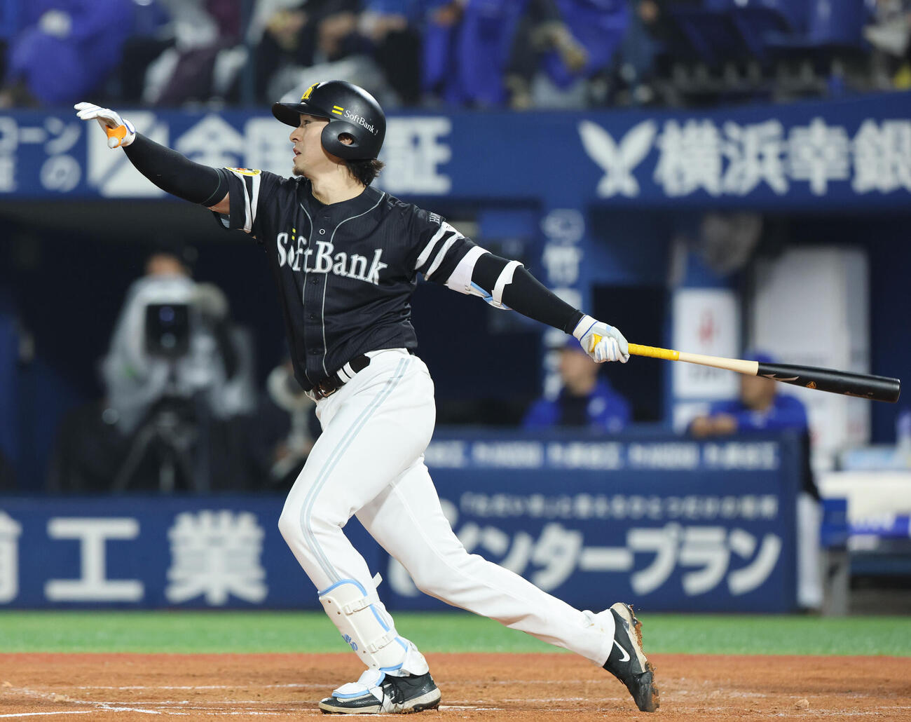 DeNA対ソフトバンク　2回表ソフトバンク2死一塁、上沢直之は中飛に終わる（撮影・梅根麻紀）