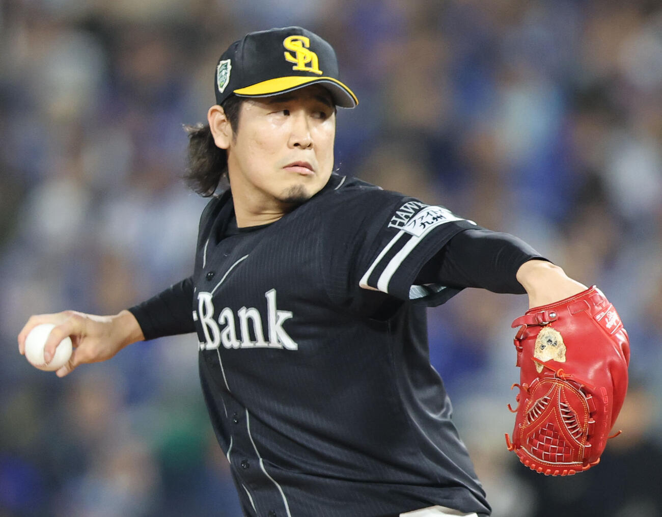 DeNA対ソフトバンク　延長11回に登板したソフトバンク杉山一樹（撮影・梅根麻紀）