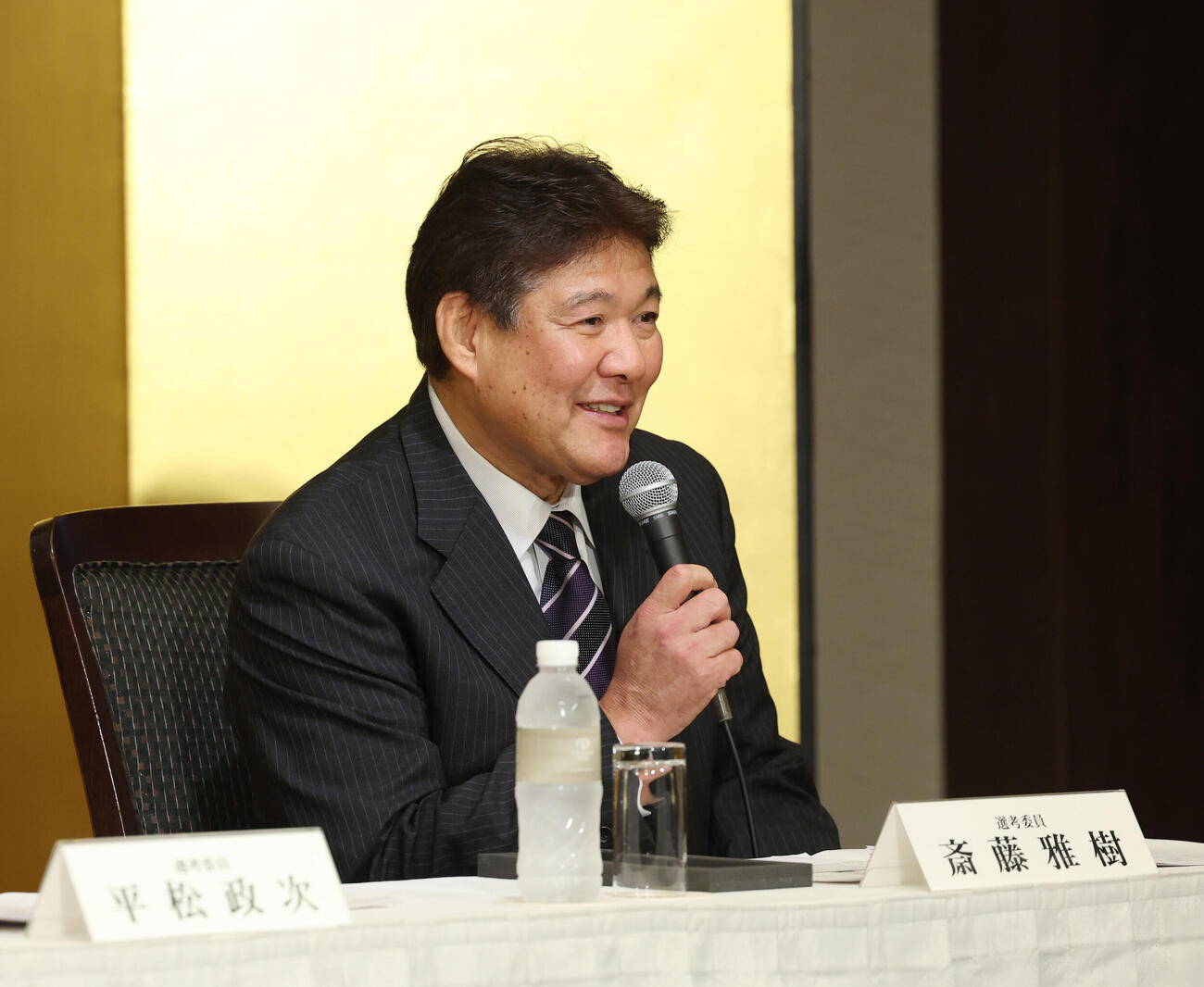 2026年沢村賞選考結果記者発表に登壇した斎藤雅樹氏（撮影・増田悦実）