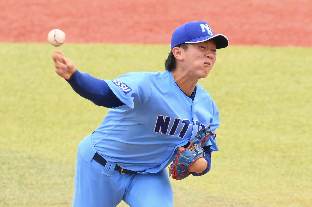 日体大対筑波大　日体大先発の阪神ドラフト2位馬場拓海（撮影・滝沢徹郎）